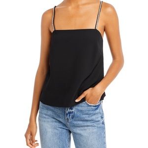 Aqua Rhinestone Strap Camisole Top